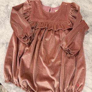 Pink Chicken Dusty Rose Velvet Ruffled Romper